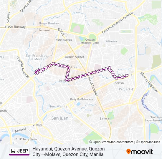 JEEP Bus Line Map