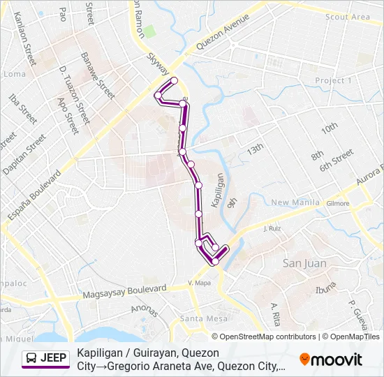 JEEP Bus Line Map