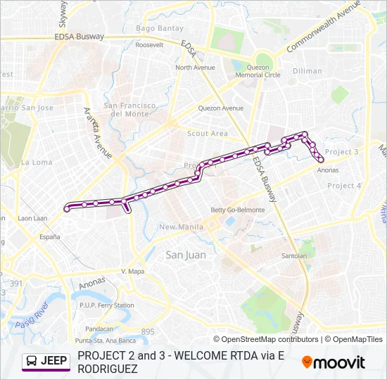 JEEP Bus Line Map