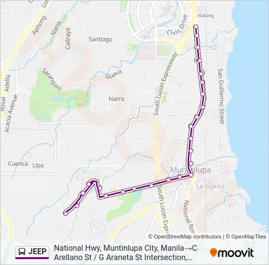JEEP Bus Line Map