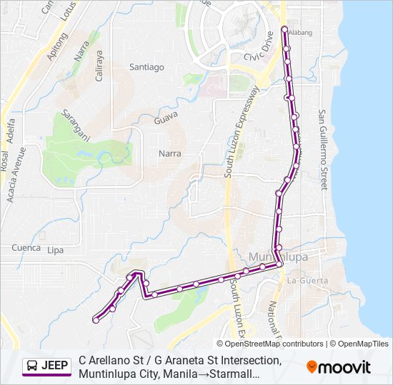 JEEP Bus Line Map