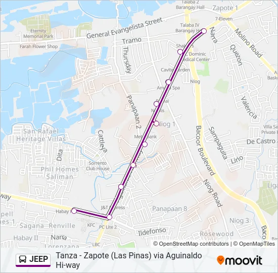JEEP Bus Line Map