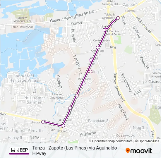 JEEP Bus Line Map