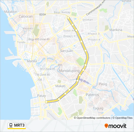 MRT3 Train Line Map