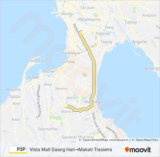 p2p Route Schedules, Stops & Maps Vista Mall Daang Hari‎→Makati
