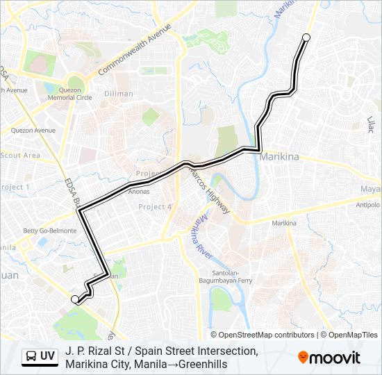 UV Bus Line Map