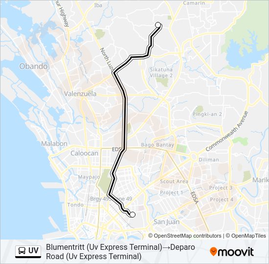 UV Bus Line Map