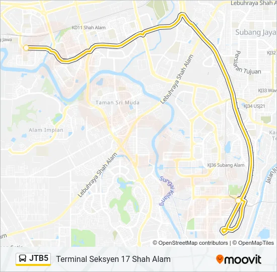JTB5 Bus Line Map