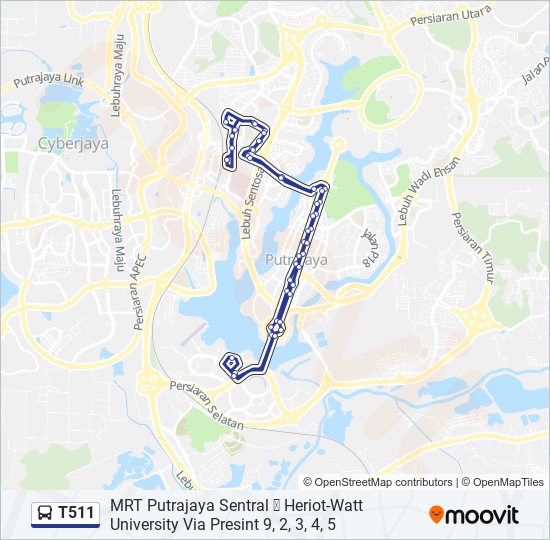 T511 bus Line Map