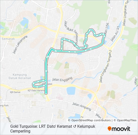 Bus Routes Near Me To Downtown Turquoise Route: Schedules, Stops & Maps - Gokl Turquoise: Lrt Dato'  Keramat ↺ Kelumpuk Cemperling (Updated)