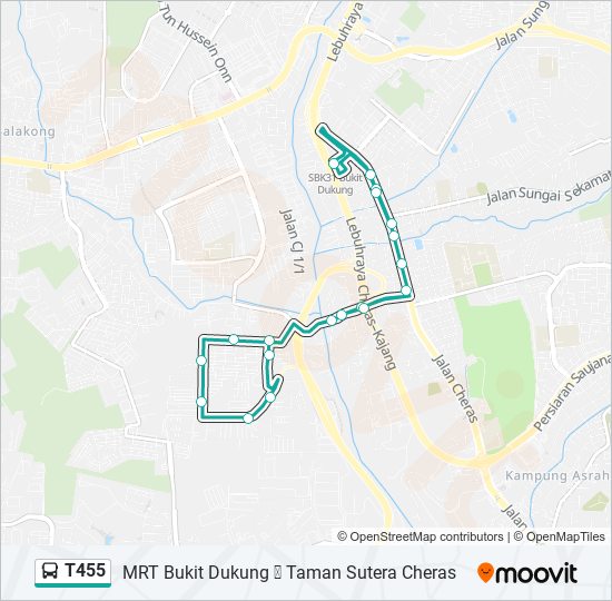 T455 bus Line Map