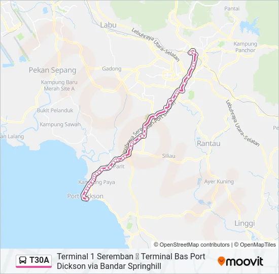 T30A Bus Line Map