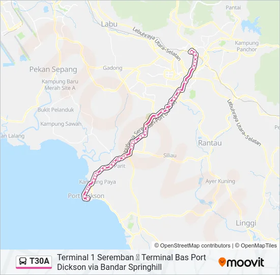 T30A Bus Line Map