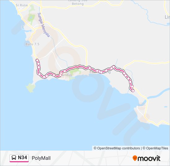 N34 n34 Route: Schedules, Stops & Maps - Kolej UNITI (Tanjung Agas) (Updated)