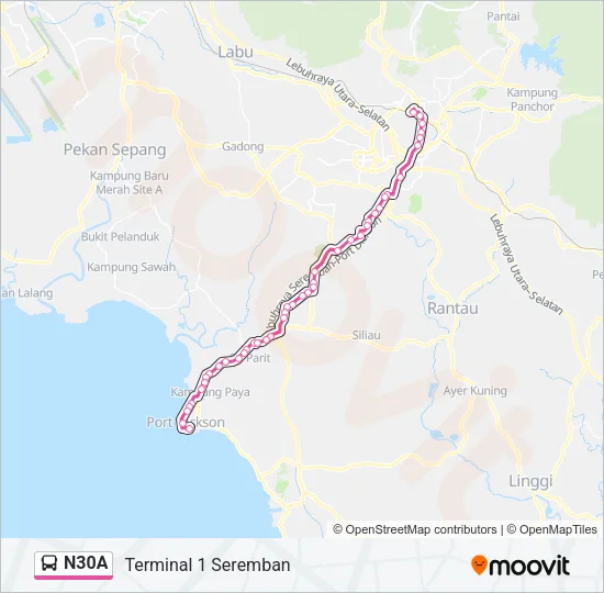 N30A Bus Line Map