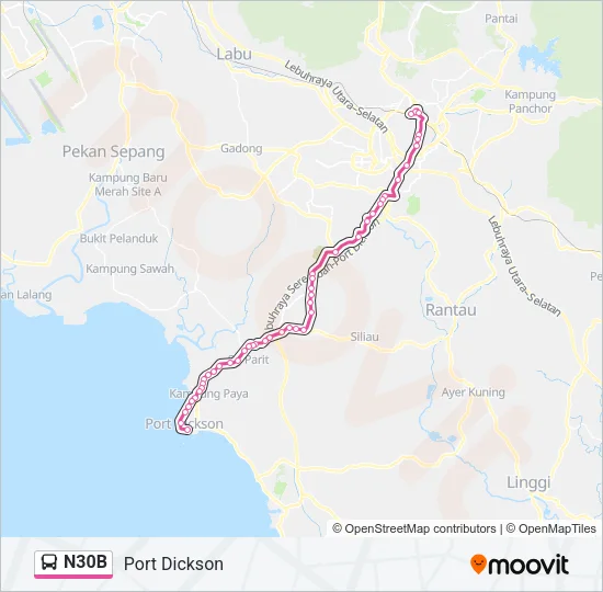 N30B Bus Line Map