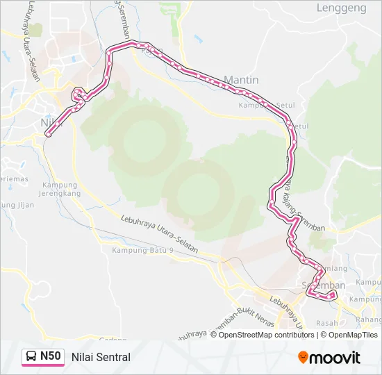 N50 Bus Line Map