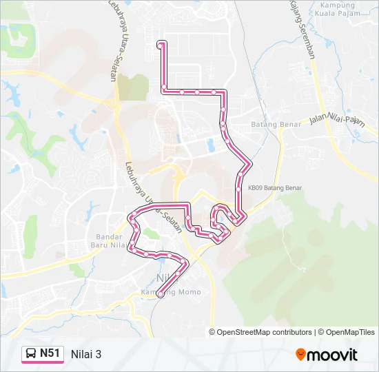 N51 Bus Line Map