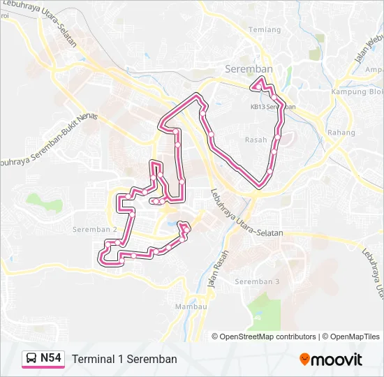 N54 Bus Line Map