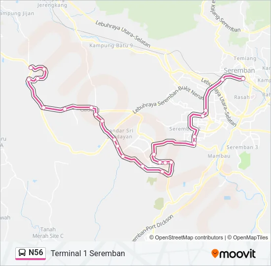 N56 Bus Line Map
