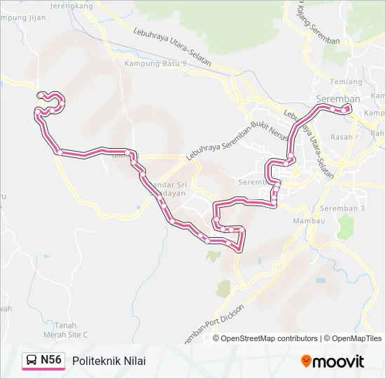N56 Bus Line Map