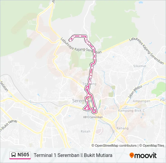 N505 Bus Line Map
