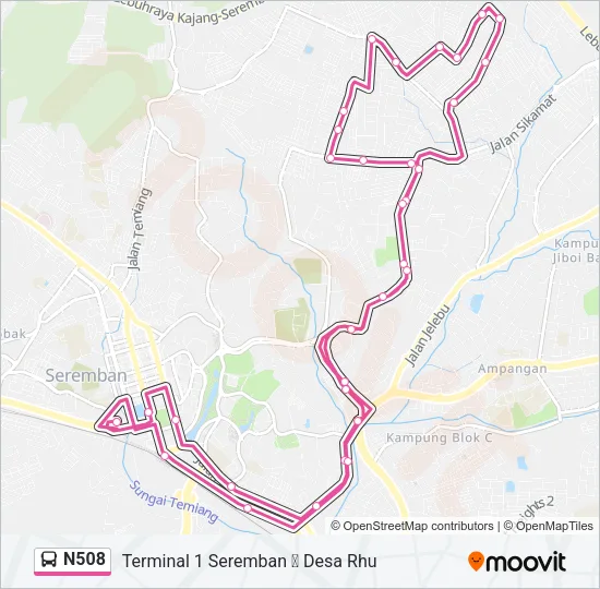 N508 Bus Line Map