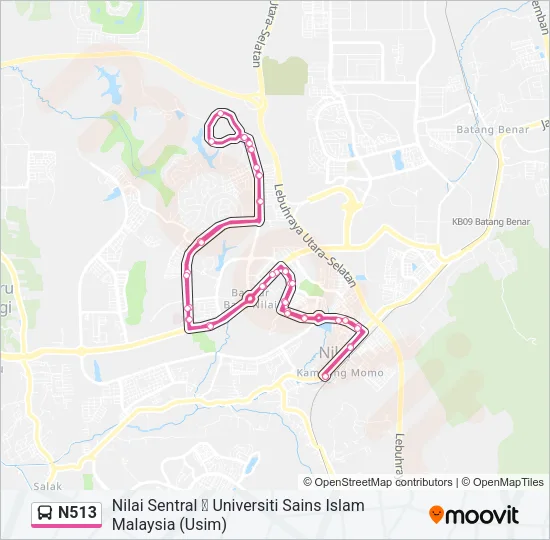 N513 Bus Line Map