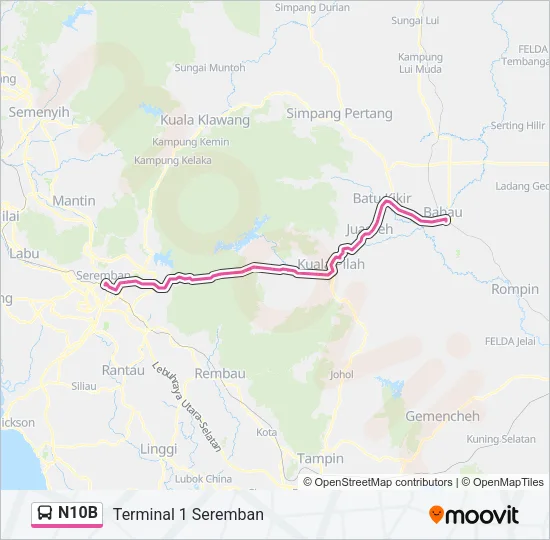N10B Bus Line Map