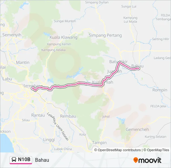 N10B Bus Line Map