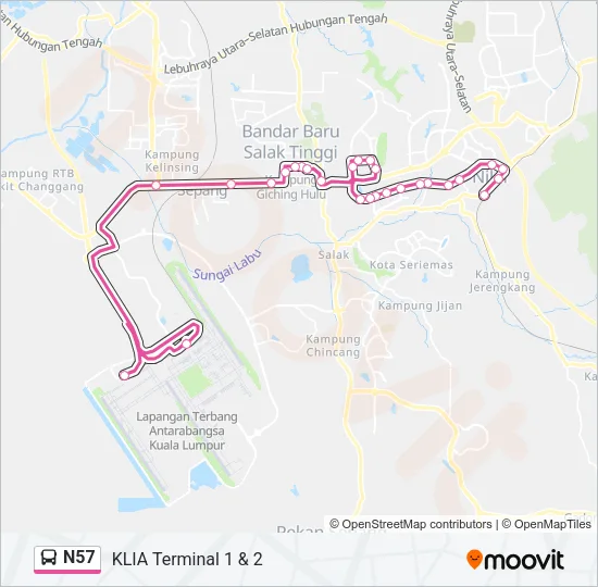 N57 Bus Line Map
