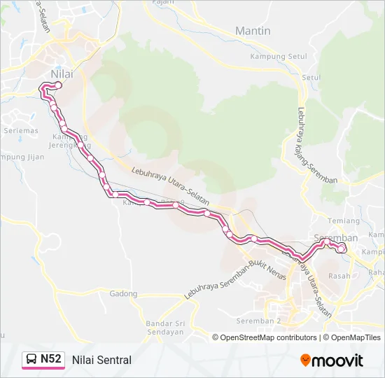 N52 Bus Line Map
