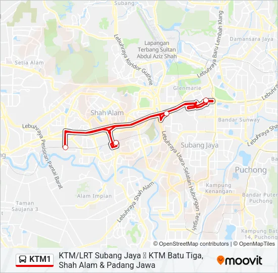 KTM1 Bus Line Map