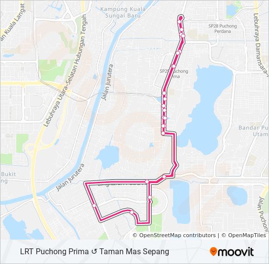 T603路线 日程 站点和地图 Lrt Puchong Prima Taman Mas Sepang