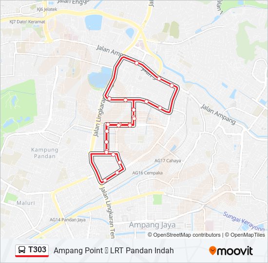 T303 bus Line Map