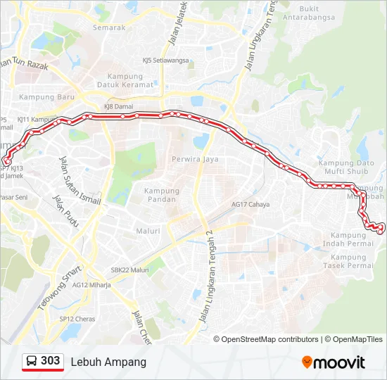 303 Bus Route Map 303 Route: Schedules, Stops & Maps - Lebuh Ampang (Updated)