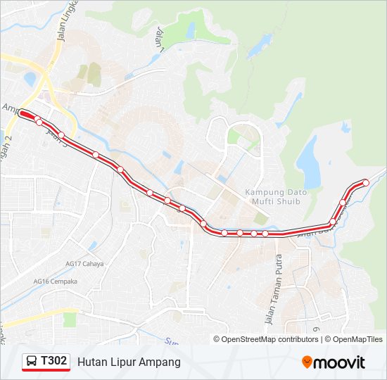 T302 bus Line Map