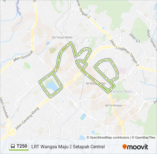 Laluan T250 Jadual Waktu Hentian Peta Lrt Wangsa Maju Setapak Central