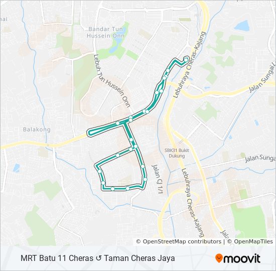 T416 Route Schedules Stops Maps Mrt Batu 11 Cheras Taman Cheras Jaya