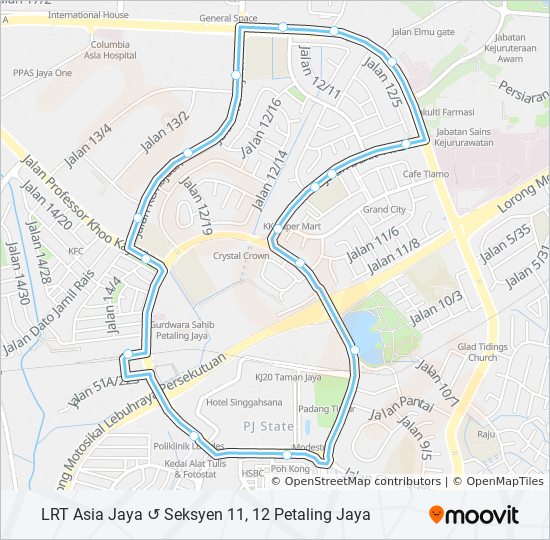 Laluan T786 Jadual Waktu Hentian Peta Lrt Asia Jaya Seksyen 11 12 Petaling Jaya