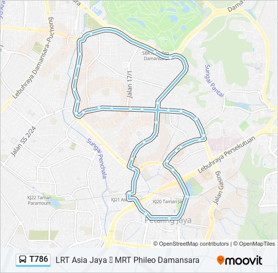 T786 bus Line Map