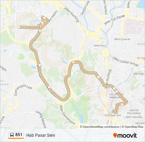 Bus 851 Route Map 851 Route: Schedules, Stops & Maps - Hab Pasar Seni (Updated)