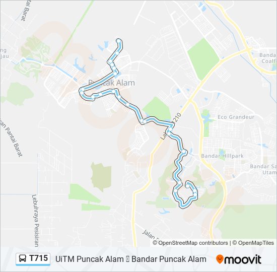 Laluan t715 Jadual Waktu, Hentian & Peta  Uitm, Puncak Alam (Telah