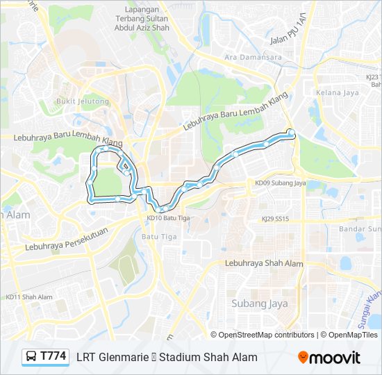 T774 bus Line Map