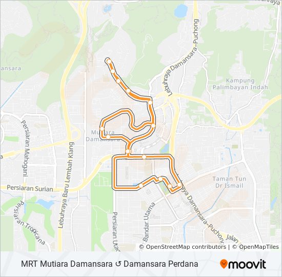 T809路线 日程 站点和地图 Mrt Mutiara Damansara Damansara Perdana