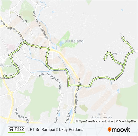 T222 bus Line Map