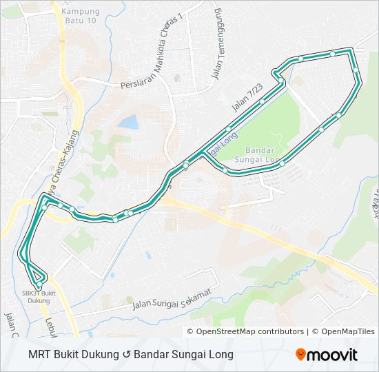 T453路线 日程 站点和地图 Mrt Bukit Dukung Bandar Sungai Long