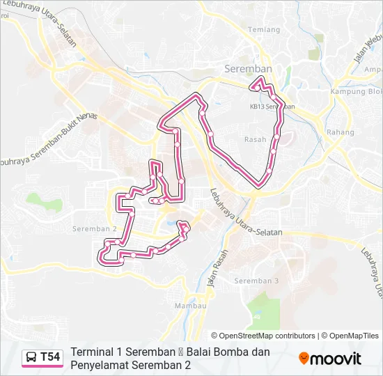 T54 Bus Line Map