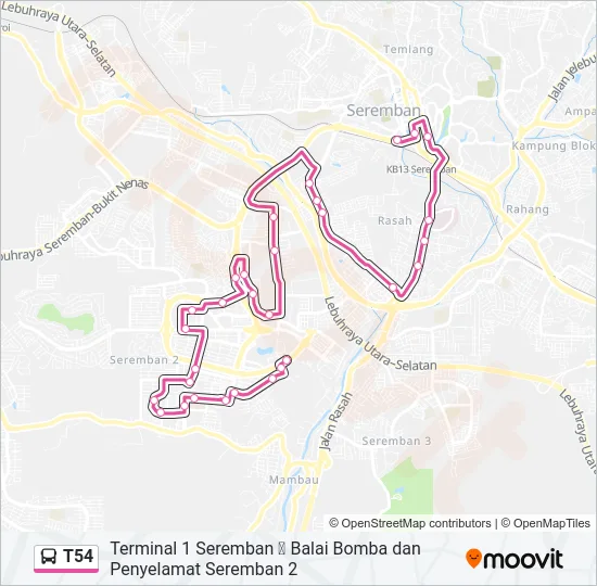 T54 Bus Line Map