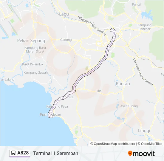 A828 Bus Line Map